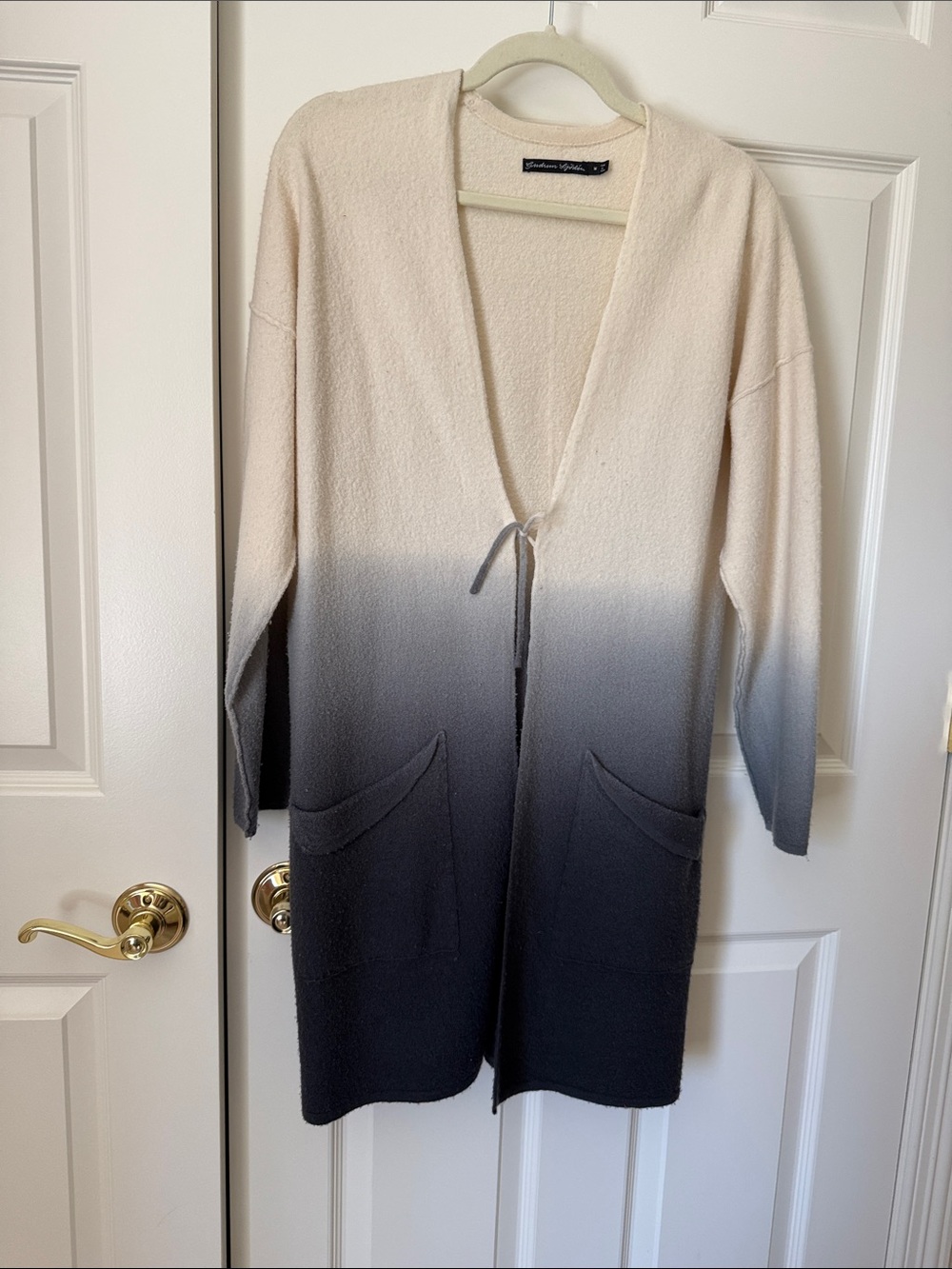 Gudrun Sjoden Cream to black Ombre long Knit Cardigan. Size M